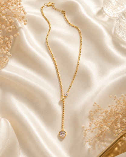 Crystal Heart Drop Necklace