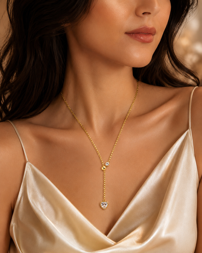 Crystal Heart Drop Necklace